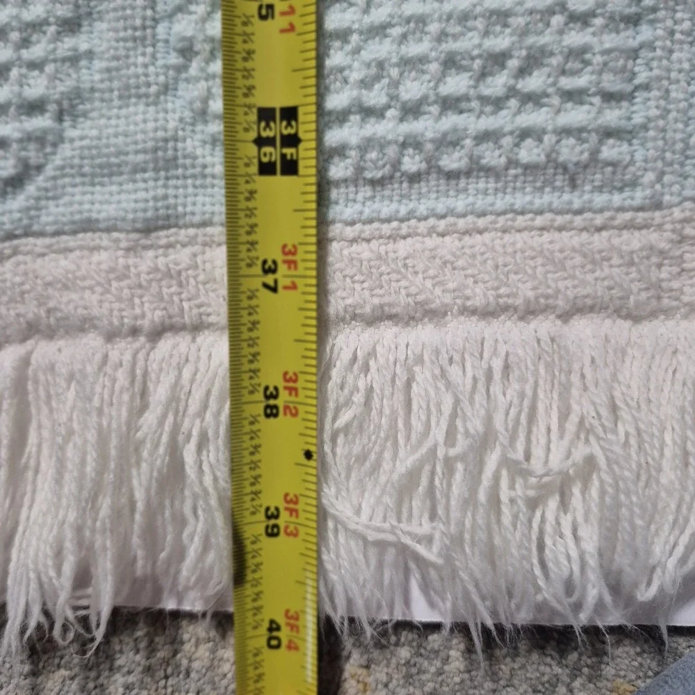 Vintage Pastel‎ Hearts Baby Blanket Fringe Waffle Knit Pink Blue Unisex